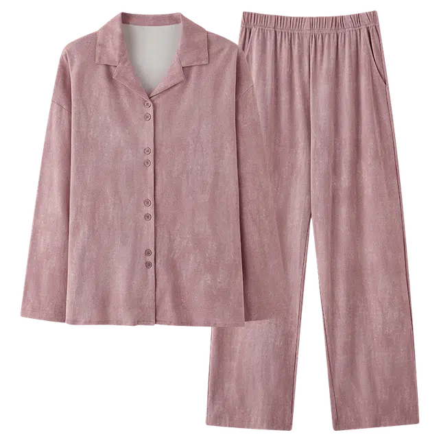 莫代尔 春秋款纯棉长袖开衫大码可外穿高级感气质家居服女士睡衣套装 女款