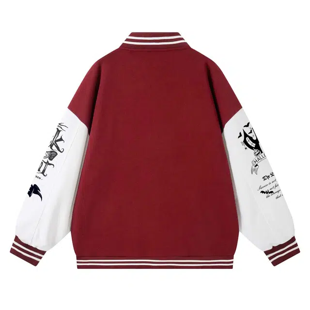 西行纪  搞怪万圣节美式复古趣味个性潮流时尚百搭宽松舒适耐穿情侣款外套棒球服 男女同款