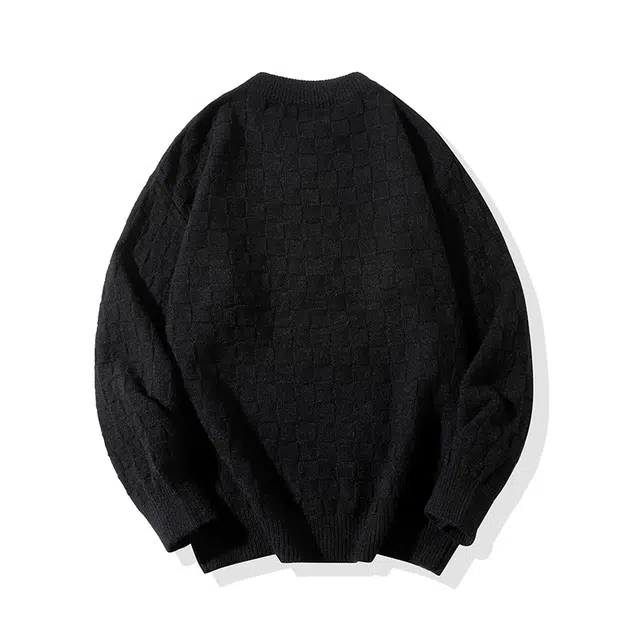 棉基因 清新格子肌理感毛线衣森系厚实内搭休闲运动氛围感职场通勤极简风女装高街美式亲肤打底衣松弛感青少年学院风毛衣 男女同款