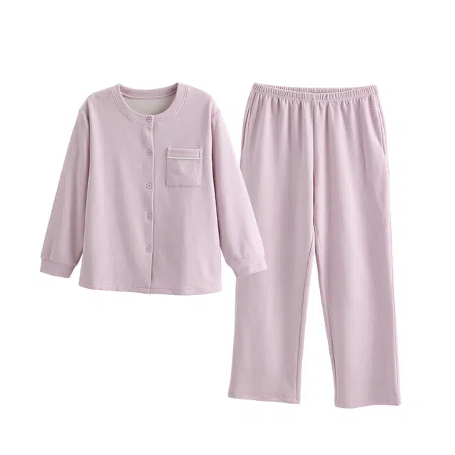 宫蝶 简约风长袖德绒家居服宽松休闲开衫大码可外穿睡衣套装 男女同款