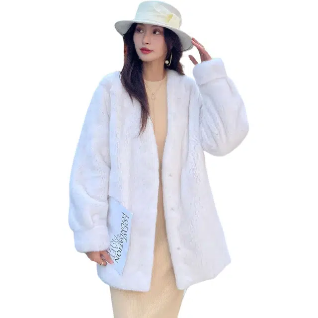 佐塞斯 高端品质轻奢短二天鹅绒水貂毛整进口貂皮大衣女整貂女外套冬季皮草 女款