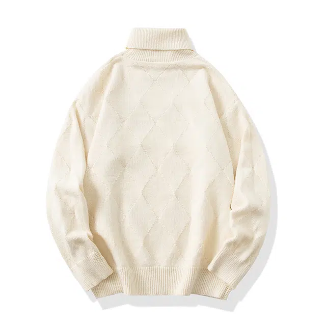 棉基因 高领菱格毛线衣清新森系肌理感厚实内搭休闲运动氛围感职场通勤极简风女装高街美式亲肤打底衣松弛感青少年学院风毛衣 男女同款