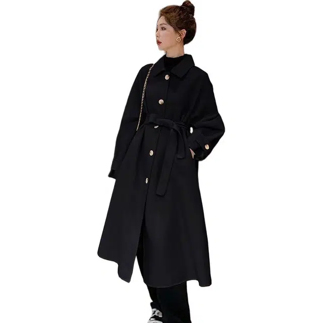 纤丝鸟 外套女中长款年轻高级感气质宽松慵懒风时尚大衣 女款