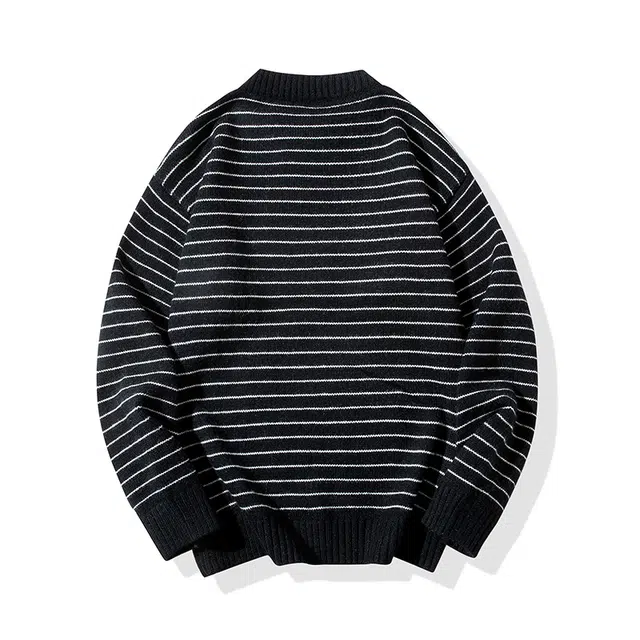 棉基因 横条纹撞色针织毛线衣清新森系肌理感厚实内搭休闲运动氛围感职场通勤极简女装高街美式亲肤打底衣松弛感青少年学院毛衣 男女同款