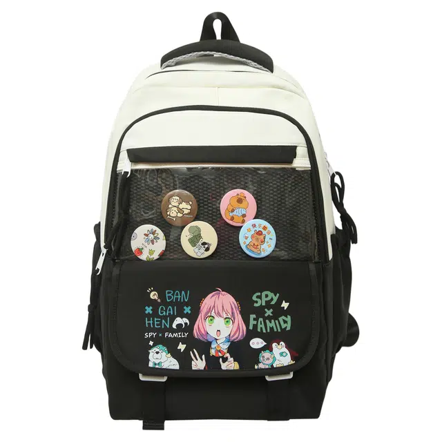 米囹 简约动漫风潮好看 初中高中通勤单品 精工男女同款 轻盈 双肩包 常规 黑色/黄色/绿色/蓝色/粉色