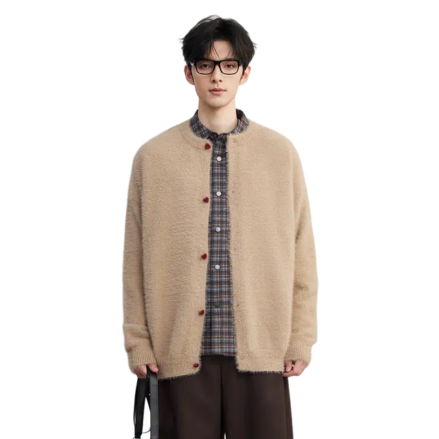 独驰 独驰开衫拉绒工艺圆领保暖毛线衣男秋冬高级柔软外套针织衫 男女同款