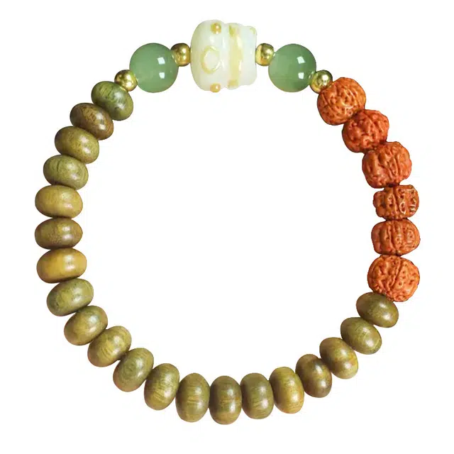 琛宬 【招财进宝】吉祥如意平安顺遂转运招财猫新中式复古民族风财源滚滚时来运转#好运 绿檀 木作手串 男女同款情侣款