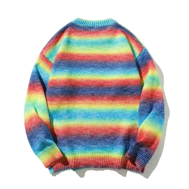 棉基因 混色渐变撞色毛线衣清新森系肌理感厚实内搭休闲运动氛围感职场通勤极简风女装高街美式亲肤打底衣松弛感青少年学院毛衣 男女同款