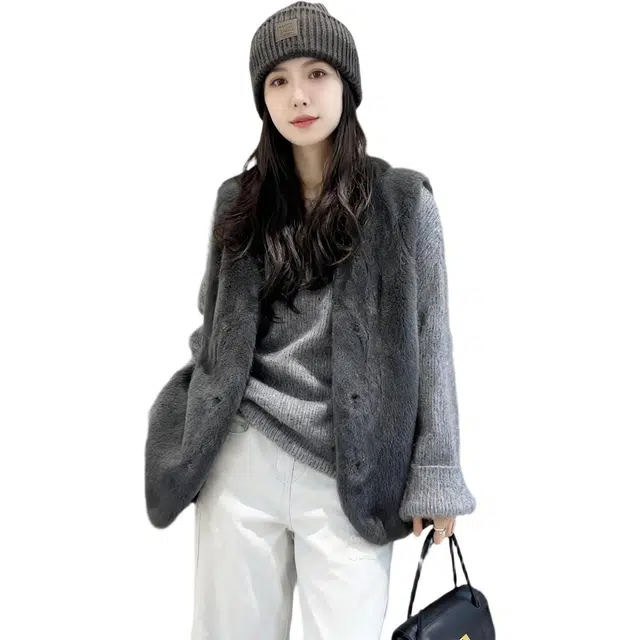 佐塞斯 高端品质轻奢教科书般搭配进口貂外套女整貂古着宽肩水貂马甲冬季皮草 女款