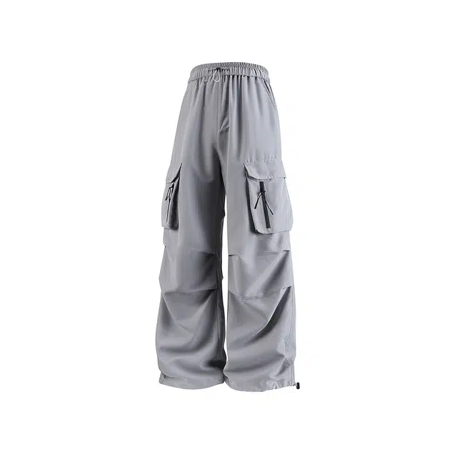 爱爸爸 时尚阔腿百搭复古美式抽绳高腰休闲裤 男款