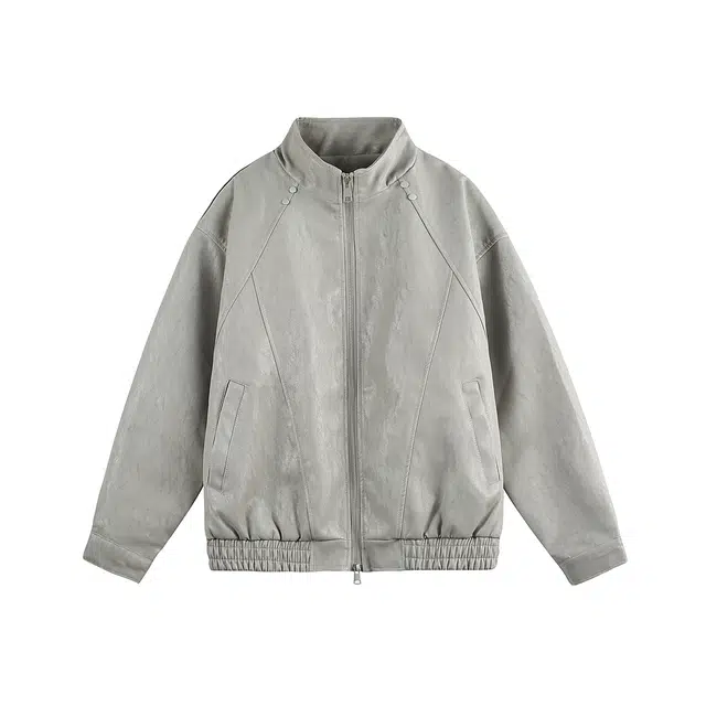 爱爸爸 青春复古美式纯色高街立领宽松夹克 男款