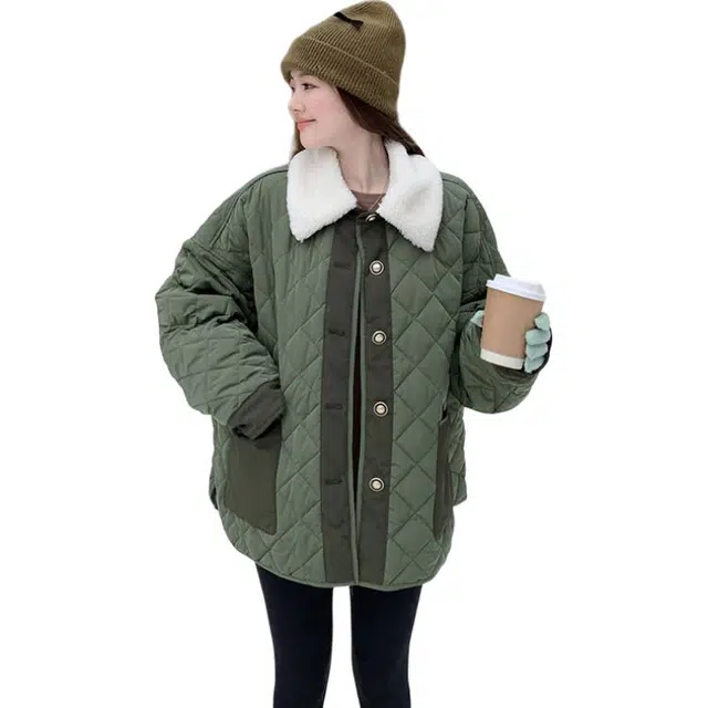 稻草人 复古宽松百搭外套立领轻薄保暖棉袄棉服 女款