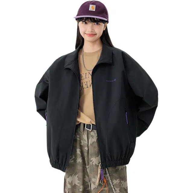 拓菲 纯色外套女款早秋巨好看运动棒球服防风冲锋衣夹克 男女同款