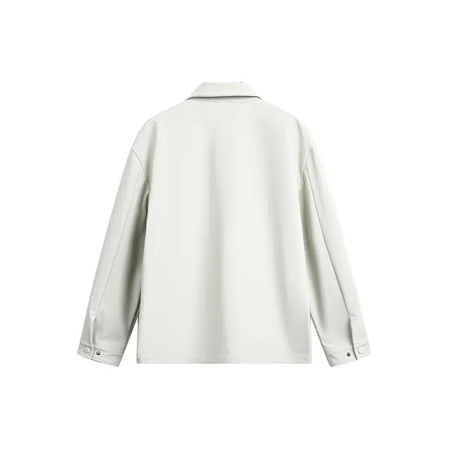 艾梵斯贝 美式复古潮流小众纯色简约设计款无性别日常通勤百搭宽松休闲时尚高级感个性街头情侣款翻领夹克 男女同款