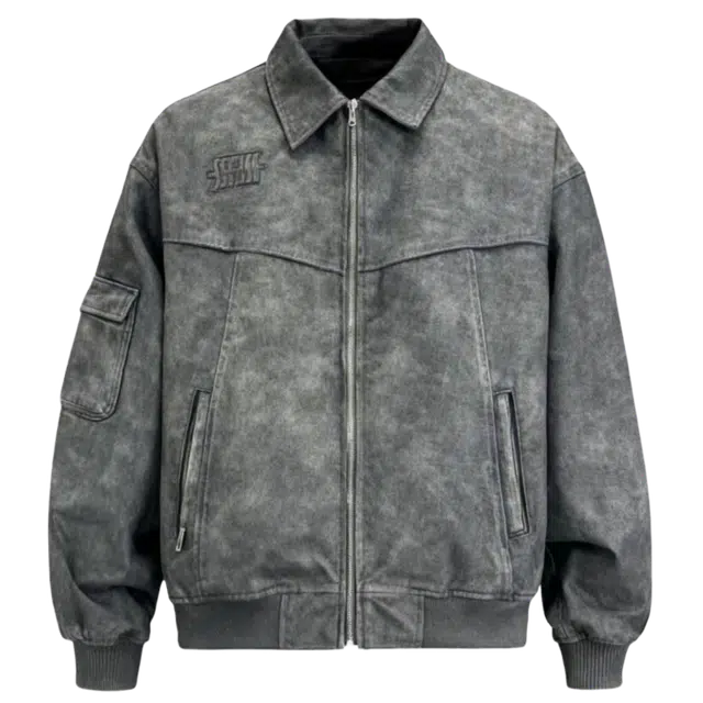 笔杏 翻领高级感潮牌情侣宽松百搭机车美式复古痞帅炸街夹克 男女同款