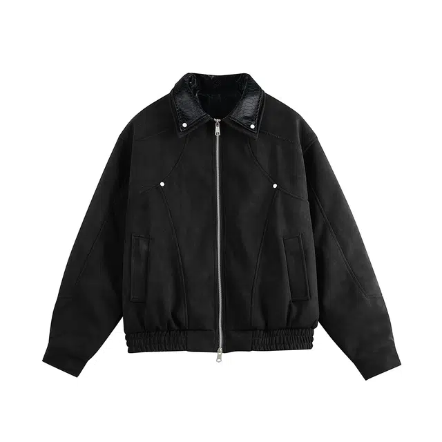 爱爸爸 青春流行通勤复古翻领拼接长袖夹克 男款