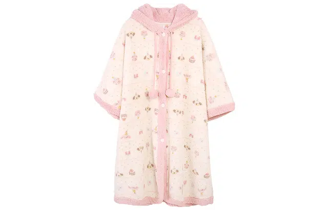 安之伴 甜美可爱柔软珊瑚绒冬款加厚保暖斗篷浴袍宽松休闲家居服睡袍 女款