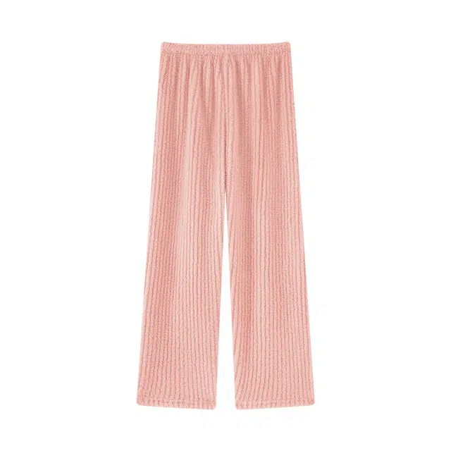 欧诗帛 睡衣外出长裤秋冬季长毛绒简约甜美加厚加绒家居裤珊瑚绒保暖睡裤 女款