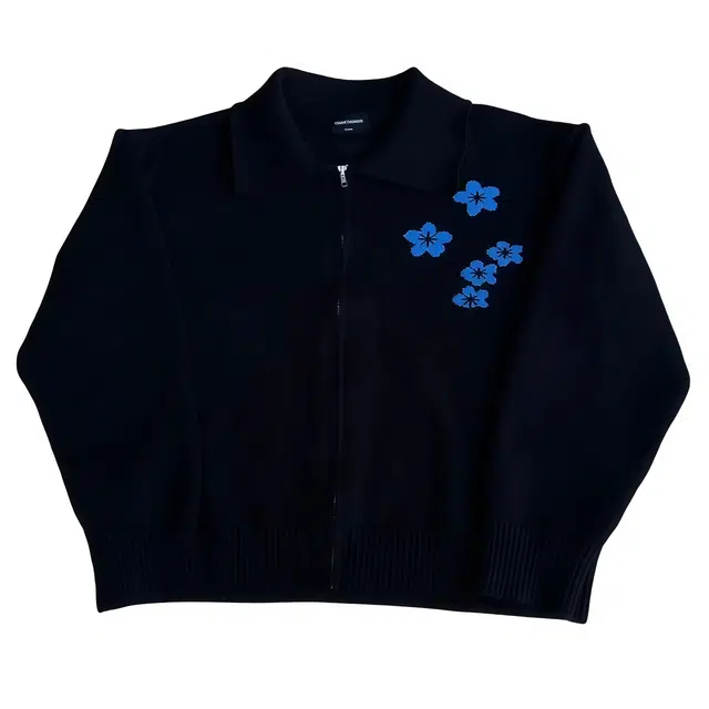 半空山 美式复古高街纯色提花植物花卉个性小众设计感翻领拉链潮流时尚百搭宽松叔叔开衫针织衫 男女同款