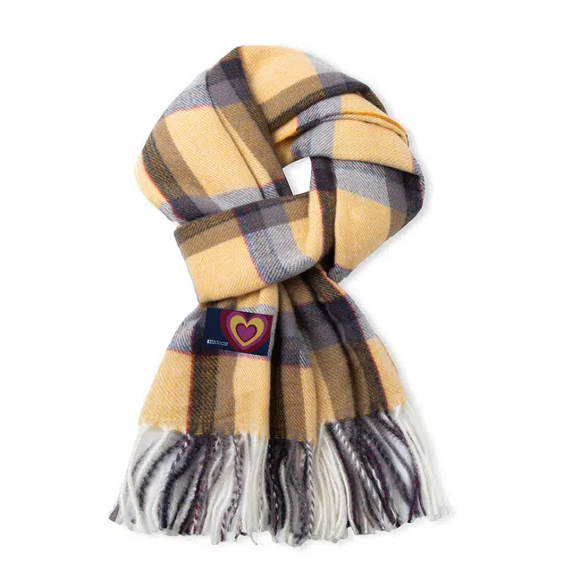 红豆 时尚经典百搭复古格纹礼盒装 定制卡片代写 涤纶 绒线围巾 男女同款情侣款