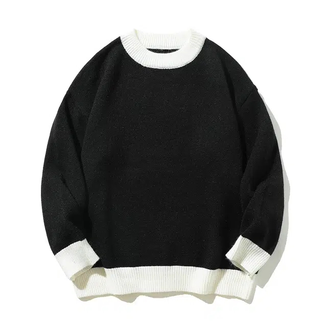 棉基因 撞色毛线衣清新森系肌理感厚实双色内搭休闲运动氛围感职场通勤极简风女装高街美式亲肤拼色打底衣松弛感青少年学院毛衣 男女同款
