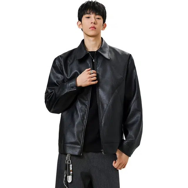 佐菲利 美式复古废土风软皮衣外套潮牌宽松痞帅硬汉机车工装夹克 男女同款