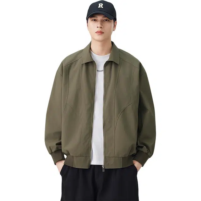 纯团 美式哈灵顿工装飞行员外套春秋季复古潮牌翻领解构拼接廓形夹克 男款