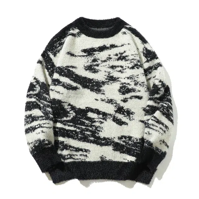 棉基因 斑马纹针织毛线衣清新森系肌理感厚实内搭休闲运动氛围感职场通勤极简风女装高街美式亲肤打底衣松弛感青少年学院毛衣 男女同款