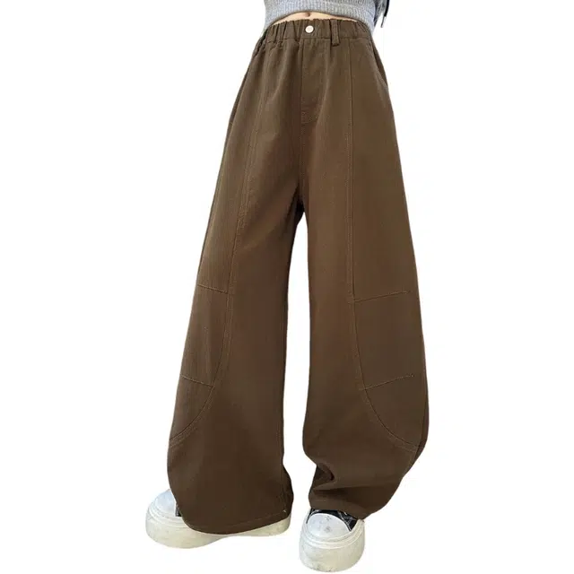 木清清长裤 时髦女童中大童气球裤简约纯色百搭弯刀裤休闲 青少年