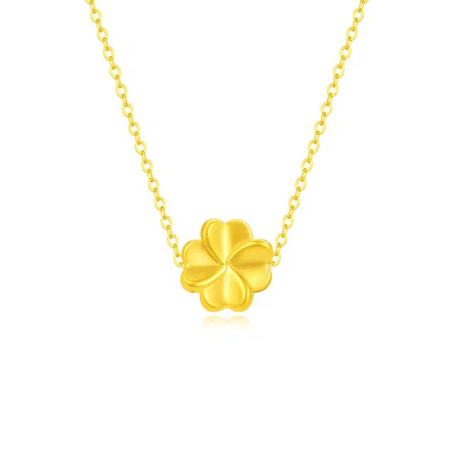 福韵金 四叶草轻奢甜美温柔可爱清新小众高级简约百搭甜蜜锁骨链 合金 项链 女款