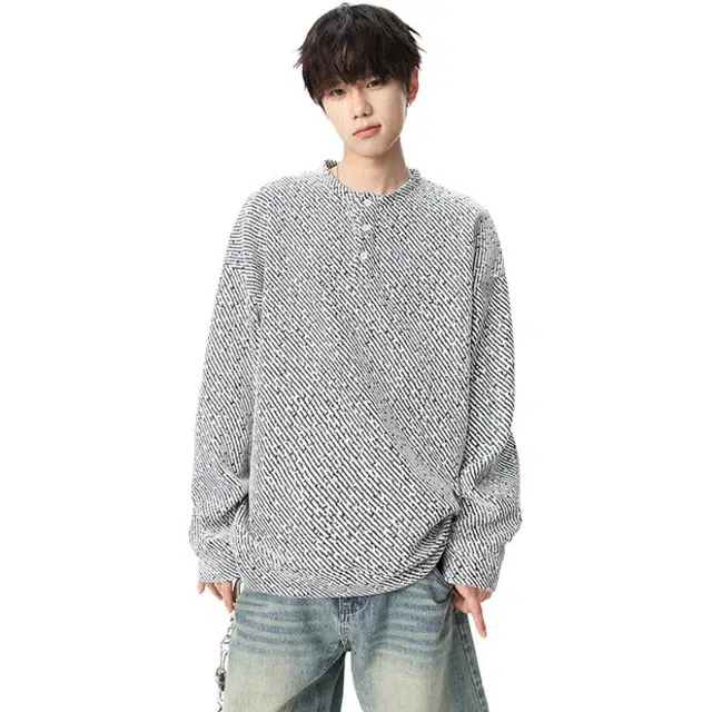 洋气先生 洋气美式复古潮流老钱风个性扎染肌理感落肩圆领设计高级通勤时尚户外简约日常运动舒适百搭休闲上衣长袖卫衣 男女同款