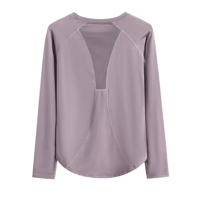 婉町蒂诺  轻盈透气暴汗服女跑步运动服长袖显瘦  健身衣  春夏薄款休闲宽松上衣专业训练服  普拉提瑜伽服纯色弹力圆领时尚套头速干衣