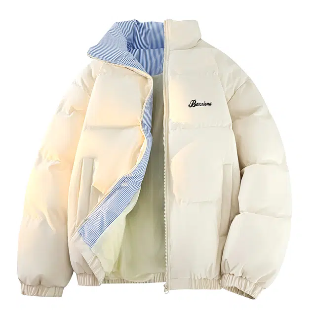 巴塞罗那足球俱乐部 城市机能美式简约纯色设计户外山系潮流基础外套通勤拼接撞色防寒保暖宽松百搭立领长袖面包棉服 男女同款