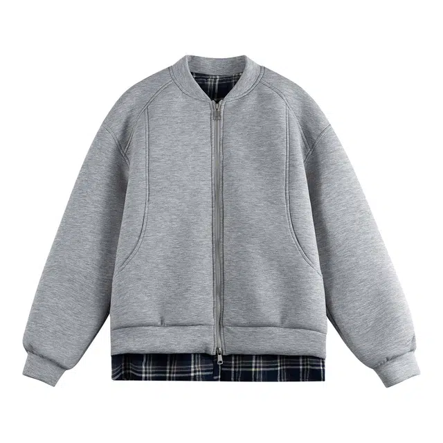 爱爸爸 格子纯色慵懒舒适百搭宽松长袖夹克 男款