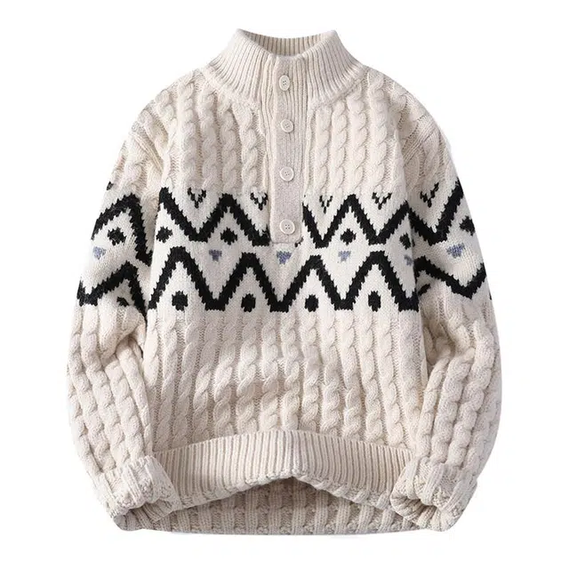 太子龍 美式时尚半高领撞色内搭打底衫长袖针织衫 男款