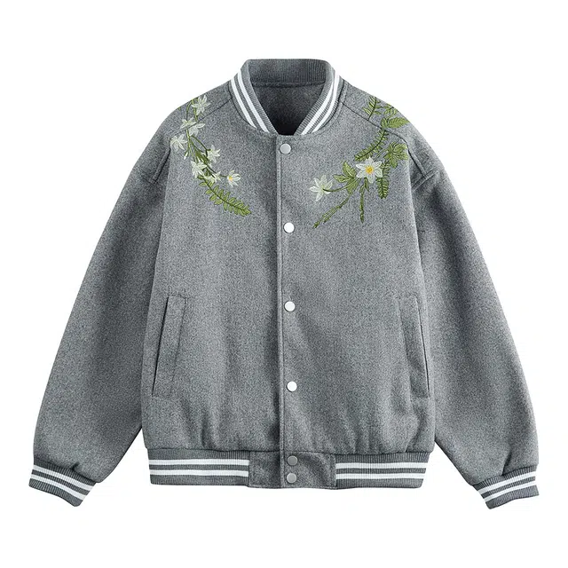 爱爸爸 花卉美式百搭宽松棒球领舒适长袖夹克 男款