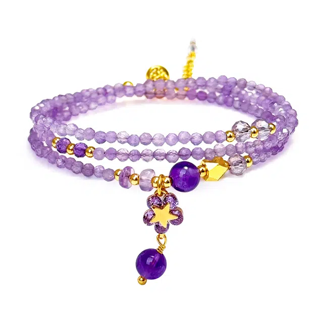 普陀山文创 九紫离火运新中式精致高级感多圈叠戴前程似锦考试上岸转运珠显白气质串珠#好运 紫水晶 手串 男女同款情侣款