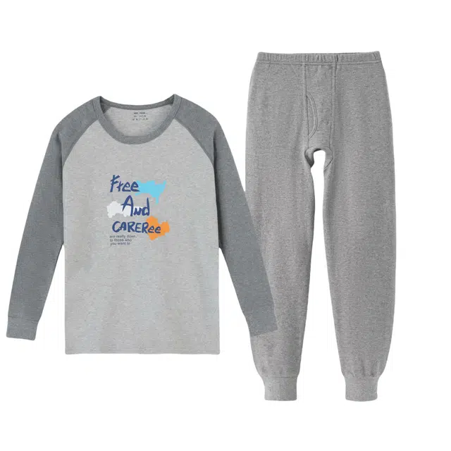 宜而爽 青少年纯棉活力舒适潮流设计时尚百搭精梳棉保暖套装 男款