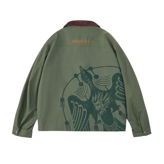 鬼洗 灯芯绒金乌神鸟男式字母常规标准休闲风牛仔外套 男款