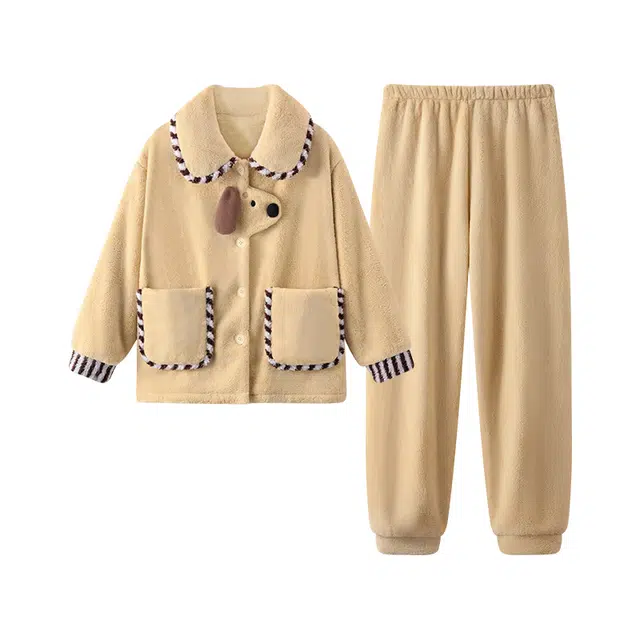 欧诗帛 珊瑚绒秋冬款加绒加厚冬法兰绒高颜值套装保暖可爱家居服睡衣 女款