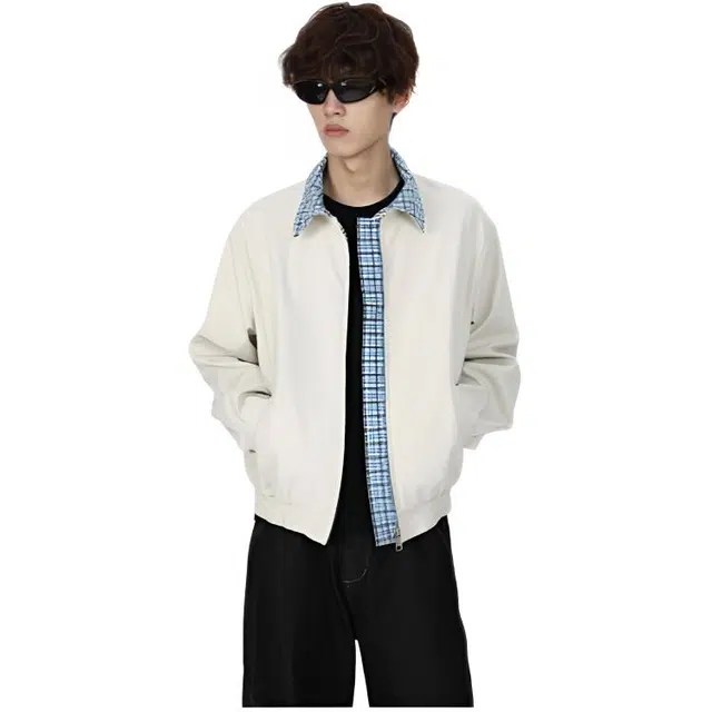 木木兔 潮牌美式高街男生穿搭长袖春秋外穿潮流百搭男士秋冬衣服国潮宽松拼接假两件哈灵顿外套夹克 男女同款