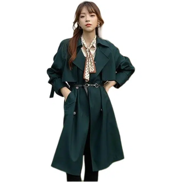 纤丝鸟 英伦风外套韩版小个子中长款气质港风上衣大衣 女款