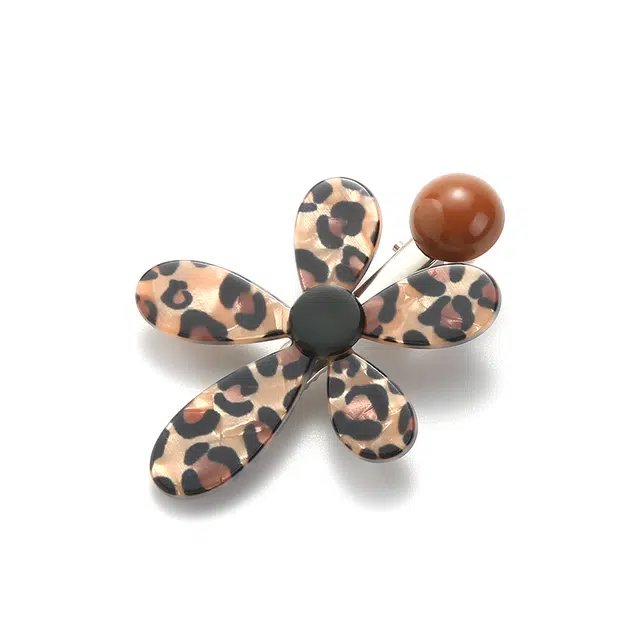 如花梦 高级感豹纹花朵时尚百搭 亚克力 发夹 女款