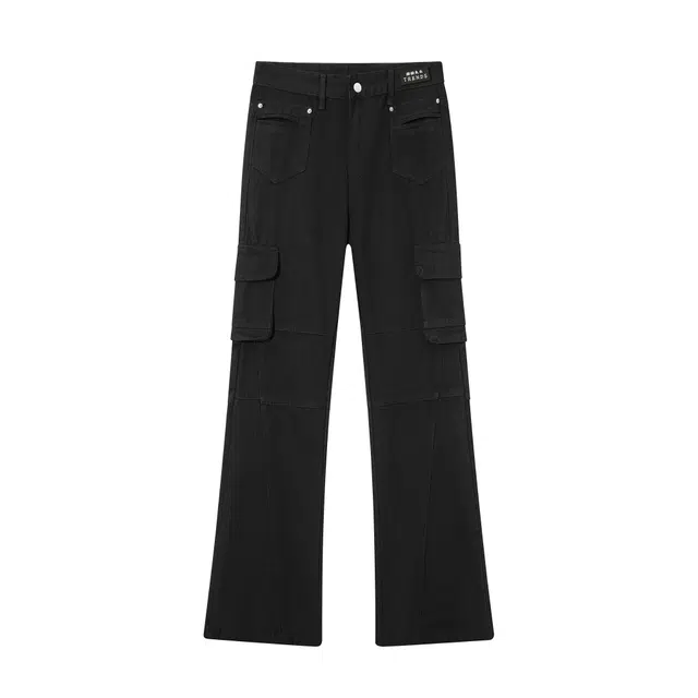 【多口袋微喇显高显瘦】赫赫良衣 美式复古痞帅高街水洗做旧直筒弯刀铆钉明线拼接宽松休闲百搭高级感轻奢老钱风潮牌工装牛仔长裤 男女同款