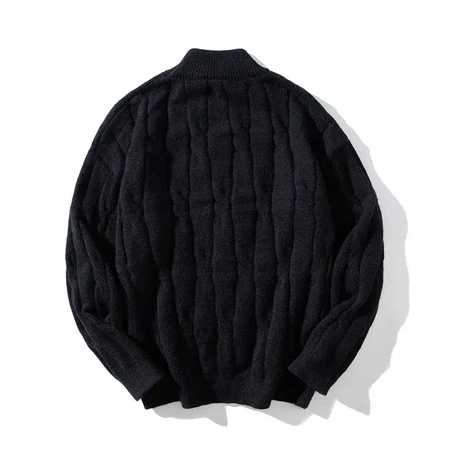 棉基因 扭花半高领麻花毛线衣清新森系肌理感厚实内搭休闲运动氛围感职场通勤极简女装高街美式亲肤打底衣松弛感青少年学院毛衣 男女同款