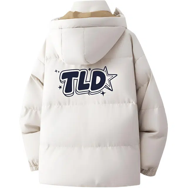 图兰朵 美式复古字母印花休闲运动宽松拼接假两件百搭加厚保暖舒适连帽外套棉服 男女同款