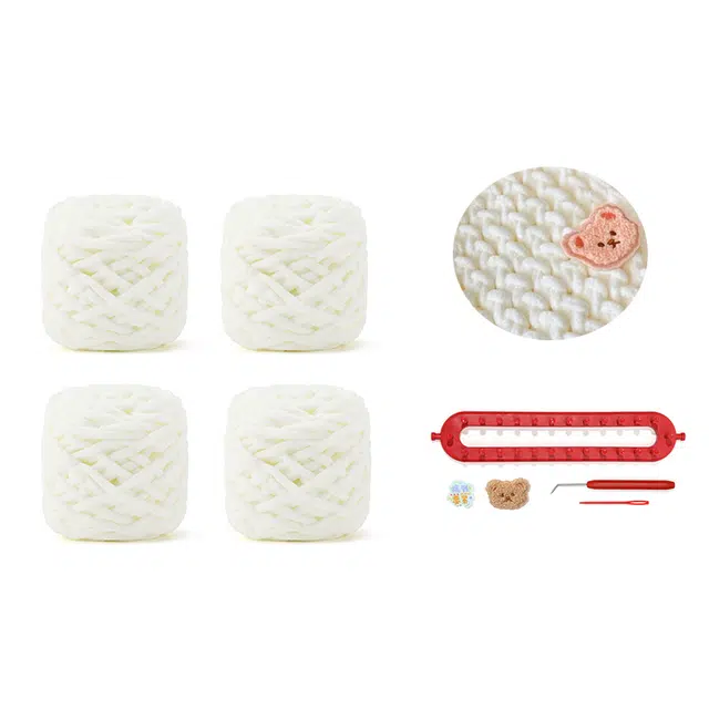 【心意满满~DIY自织】 攸委 可爱百搭小熊手工编织围巾秋冬季保暖防寒柔软毛线团材料神器 涤纶 赠朋友百搭创意绒线围脖 男女同款情侣款