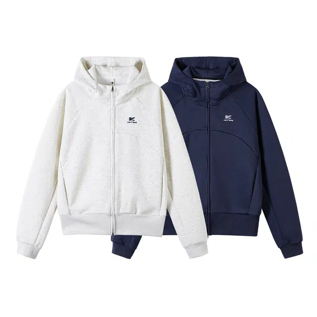 欧路得 欧路得 美式双拉链毛圈短款开衫女男秋季宽松立领连帽衫外套情侣卫衣 男款