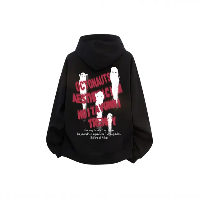 海底小纵队 美式高街时尚品牌字母涂鸦趣味创意印花上衣休闲长袖潮牌运动舒适嘻哈学院风学生百搭简约无绳国潮卫衣 男女同款