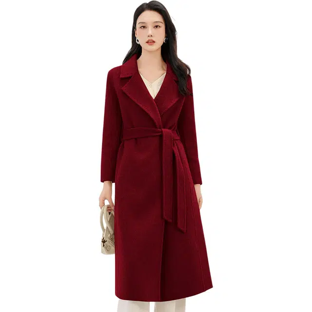 稻草人 高端品质羊绒欧版大牌收腰通勤时尚气质优雅羊毛外套大衣 女款